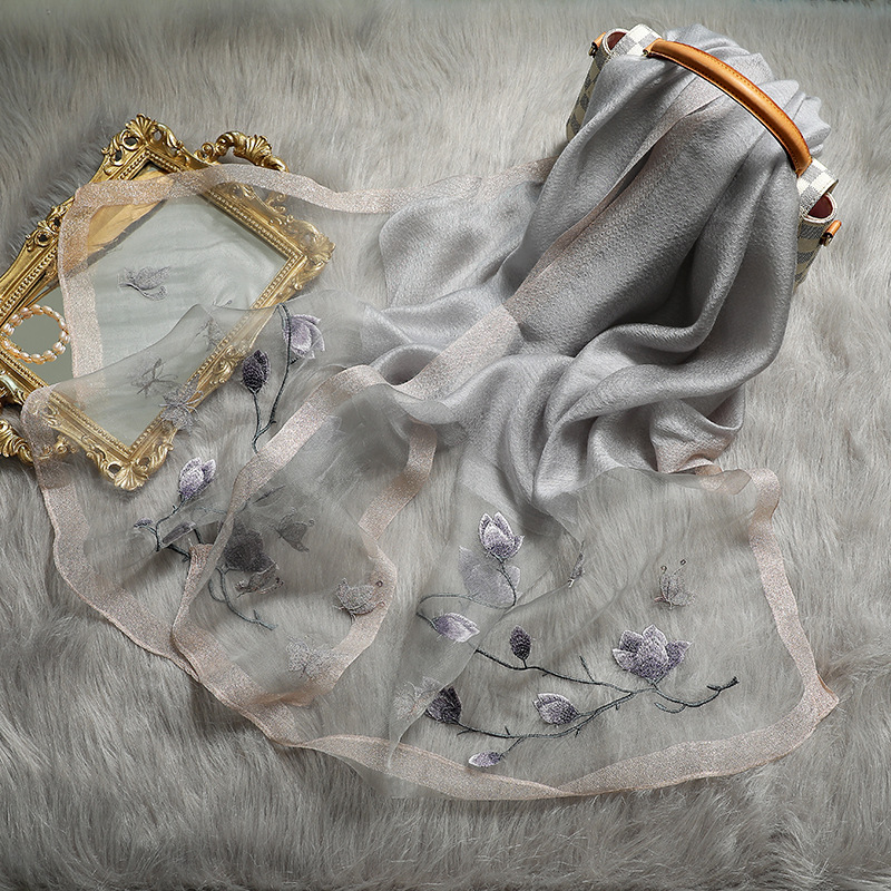InjWool-Écharpe Brodée pour Femme, Châles et Enveloppes de Voyage, Pashmina de Haute Qualité, Nouvelle Collection Hiver 2023