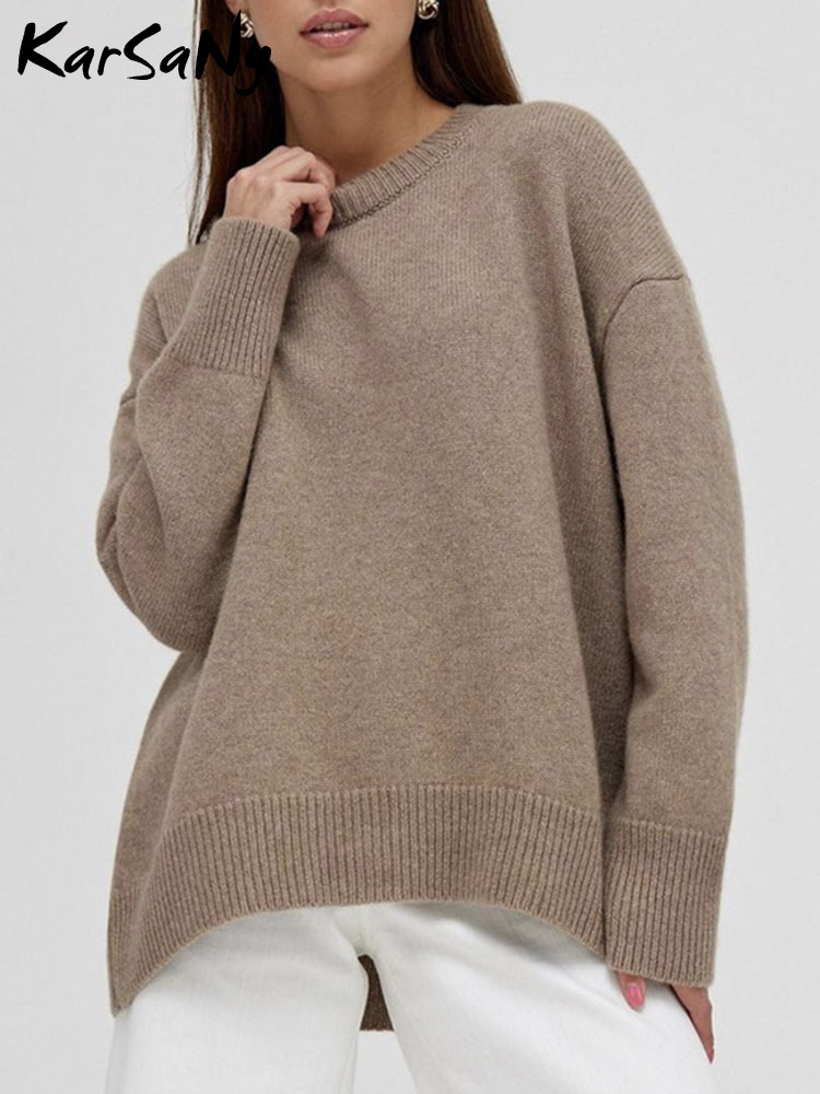 Femmes chandails rouge tendances 2025 hiver automne tricots col rond pulls solide basique dames pull pull ample pour les femmes chaud, pull femmes tendances 2025