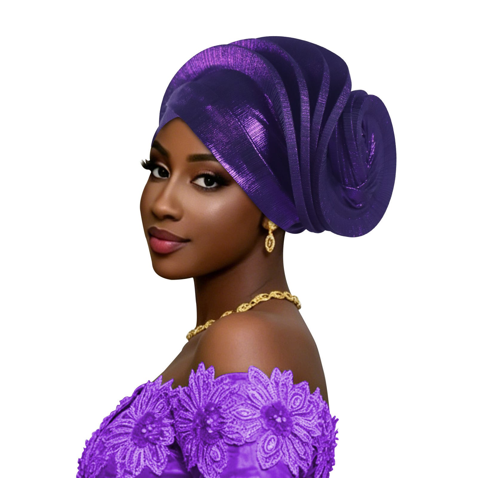 Turban élastique à volants africain pour femme, foulard nigérian pour mariage, coiffe de fête, chapeau