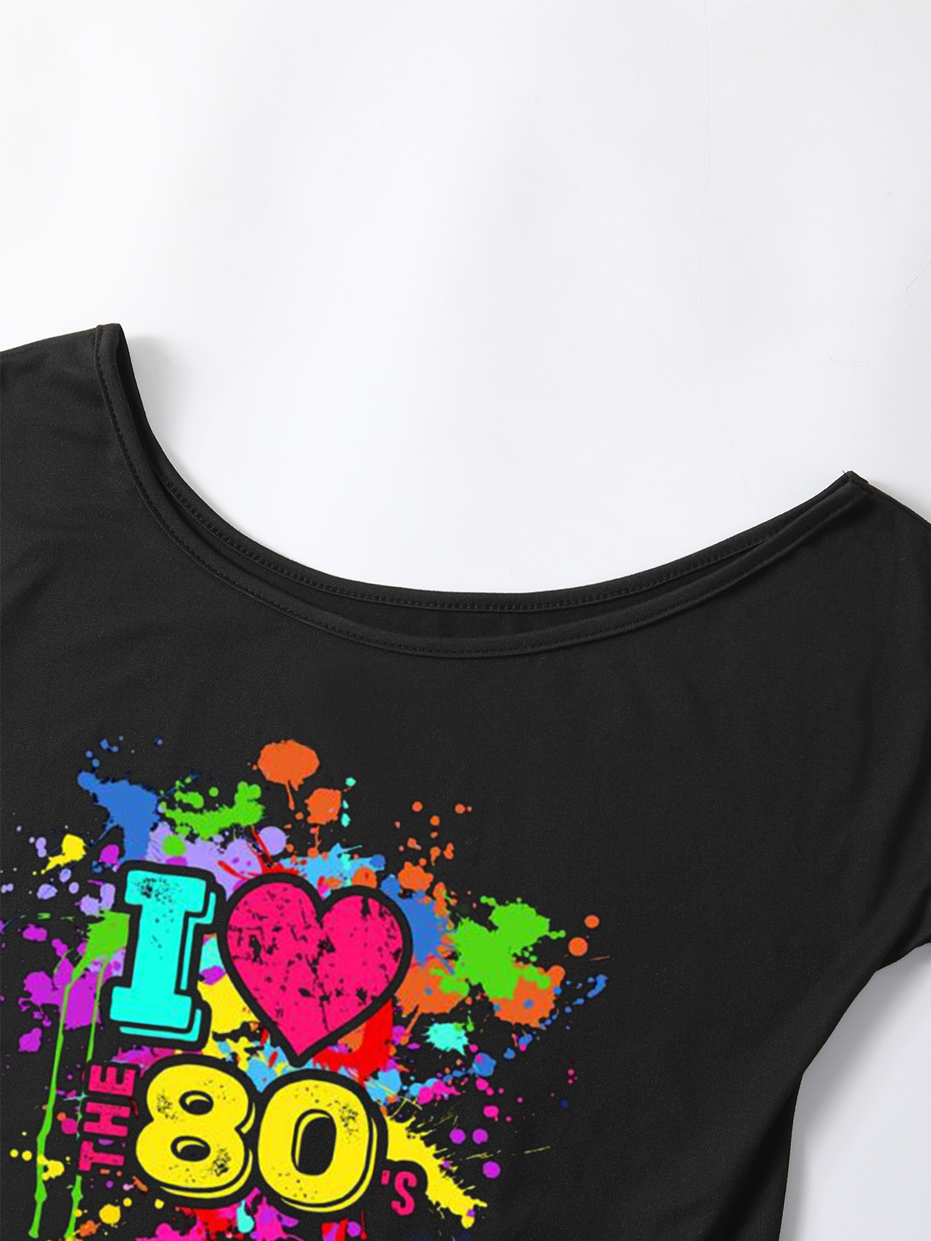 Costume des années 80 pour femme, t-shirts à épaules dénudées, vêtements fantaisie pour déguisement
