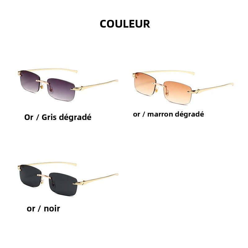 Nouvelles lunettes de soleil sans monture pour hommes et femmes, lunettes de mode, verres dégradés, lunettes de soleil rectangulaires, Oculos