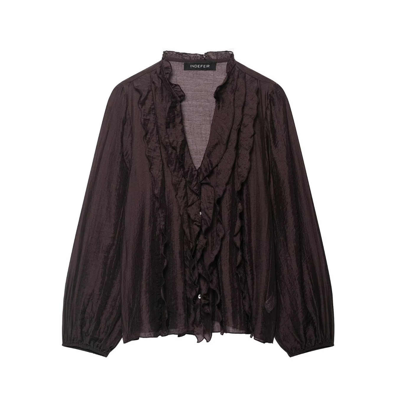 Chemises amples à volants pour femmes Printemps Été Femme Manches longues Superposées Col en V Chemise sexy Femme Casual Mode Blouses polyvalentes