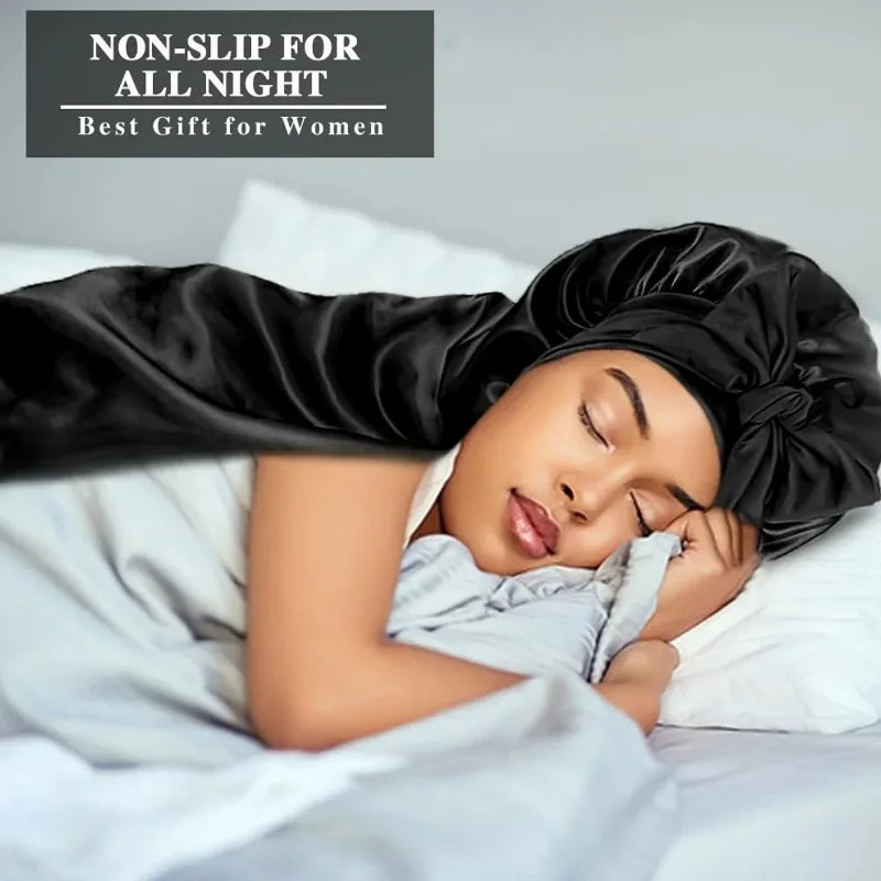 Bonnet de nuit long pour cheveux raides et bouclés, bonnets extra larges pour dreadlocks et tresses, bonnets de nuit en satin