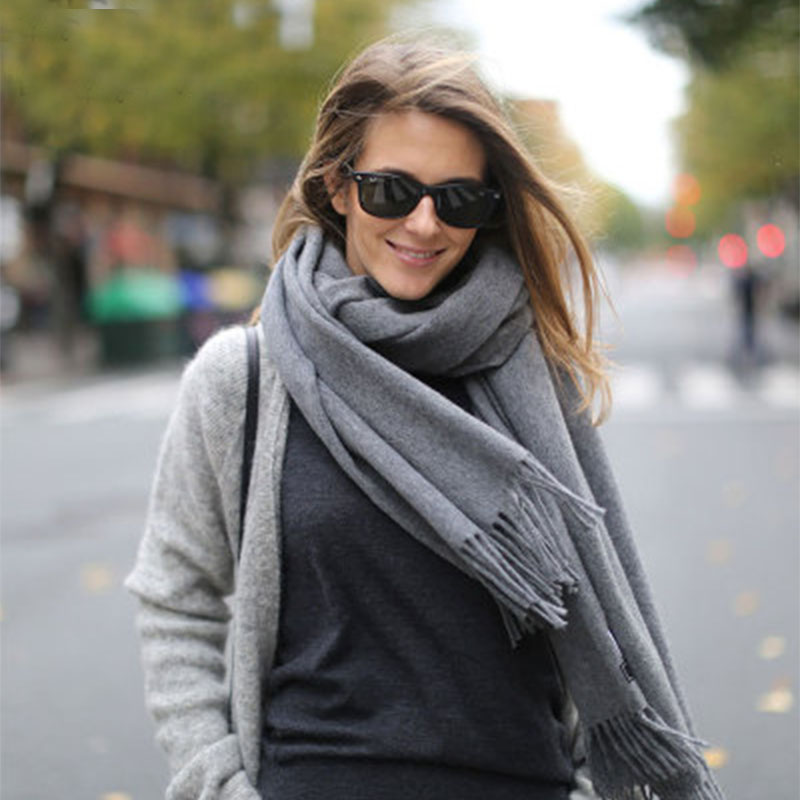 Écharpe de marque 100% laine pour femme, Pashmina Long, épais, chaud, doux, solide, châles et enveloppes en laine de mongolie intérieure, hiver