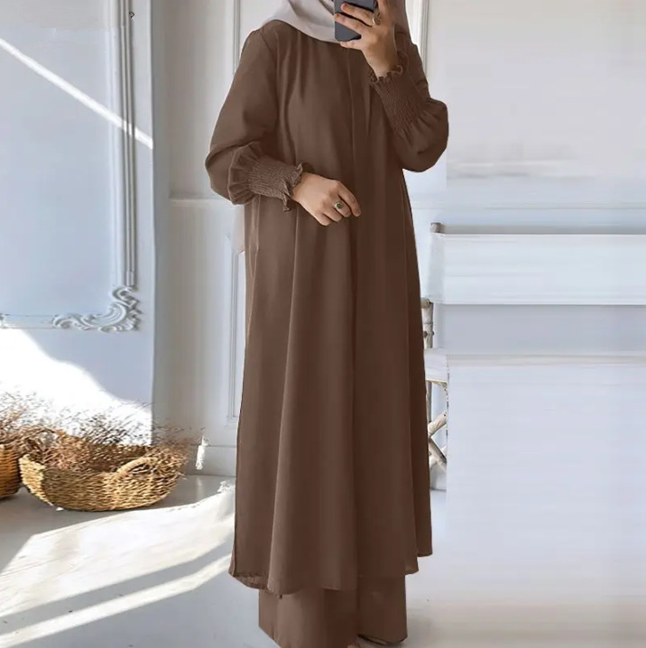 Ensemble kimono décontracté pour femmes musulmanes, manteau long, pantalon large imbibé, ramadan, Maroc, Dubaï, Islam, tenues arabes, 2 pièces