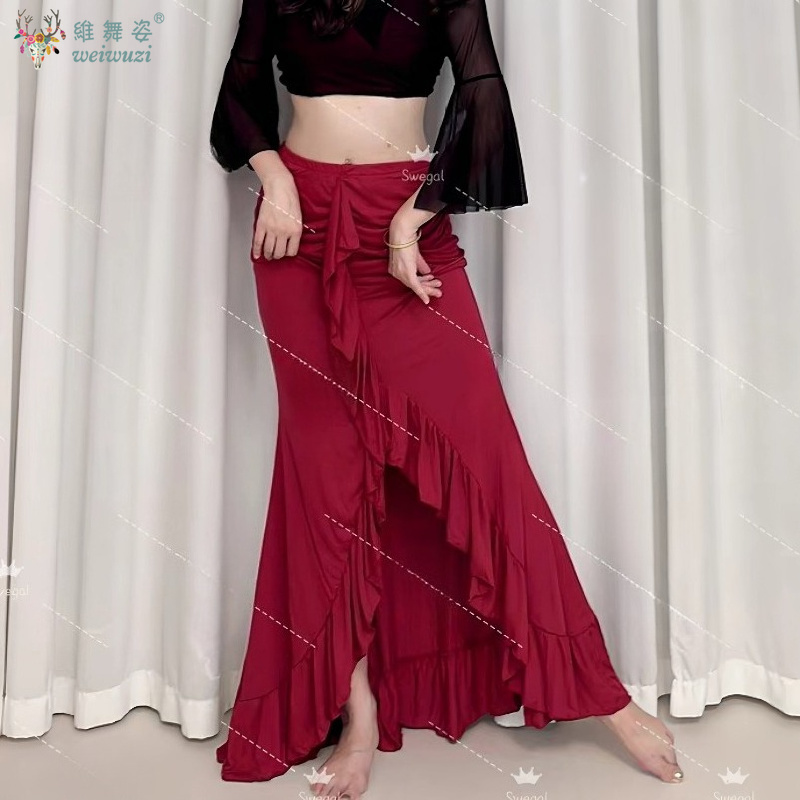 Costumes de danse du ventre pour femmes, vêtements d'entraînement confortables et respirants, vêtements de danse orientale pour adultes, jupe enveloppante en dentelle