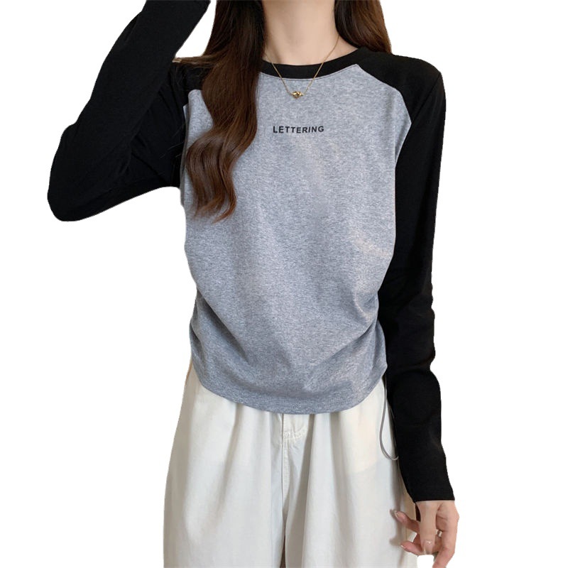 Vêtements pour femmes de grande taille, t-shirt à manches longues, ample et fin, décontracté, polyvalent, avec cordon de serrage, nouvelle collection printemps et automne