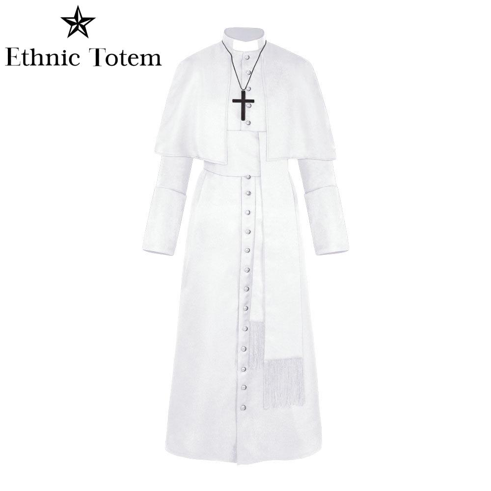 Uniforme de prêtre Vintage médiéval, Robe d'halloween pour hommes, Cape de pasteur de papa, Costume de Cosplay, Robe de moine de la Renaissance, ensembles de clergé