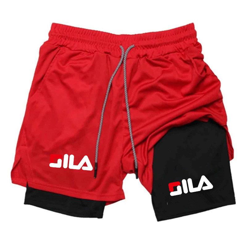 Shorts de sport pour hommes - Double couche à séchage rapide pour l'entraînement, évacuation de l'humidité et respirabilité, absorption de l'humidité double couche