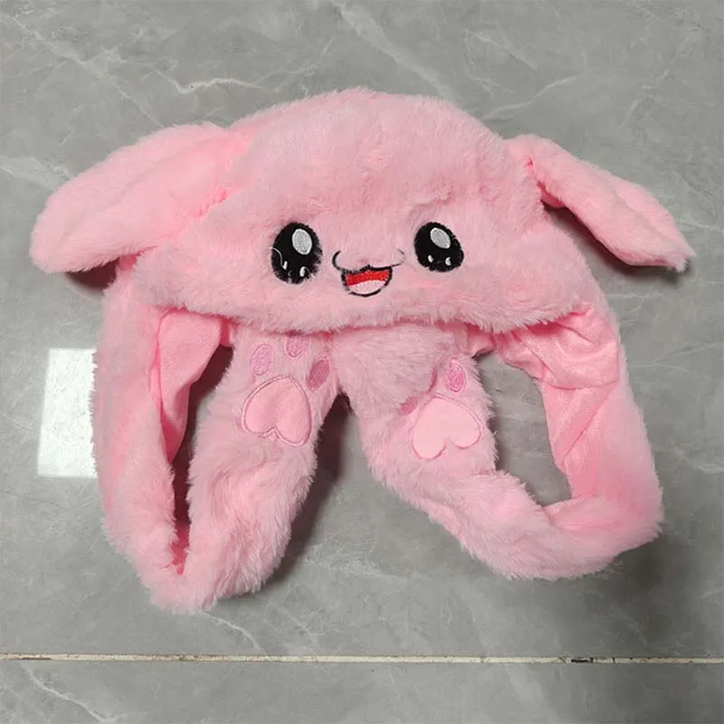 Chapeau en peluche lapin mignon avec oreilles mobiles, casquette amusante en forme de lapin aux oreilles sauteuses, accessoire de tête pour fête d'Halloween et cosplay pour adulte