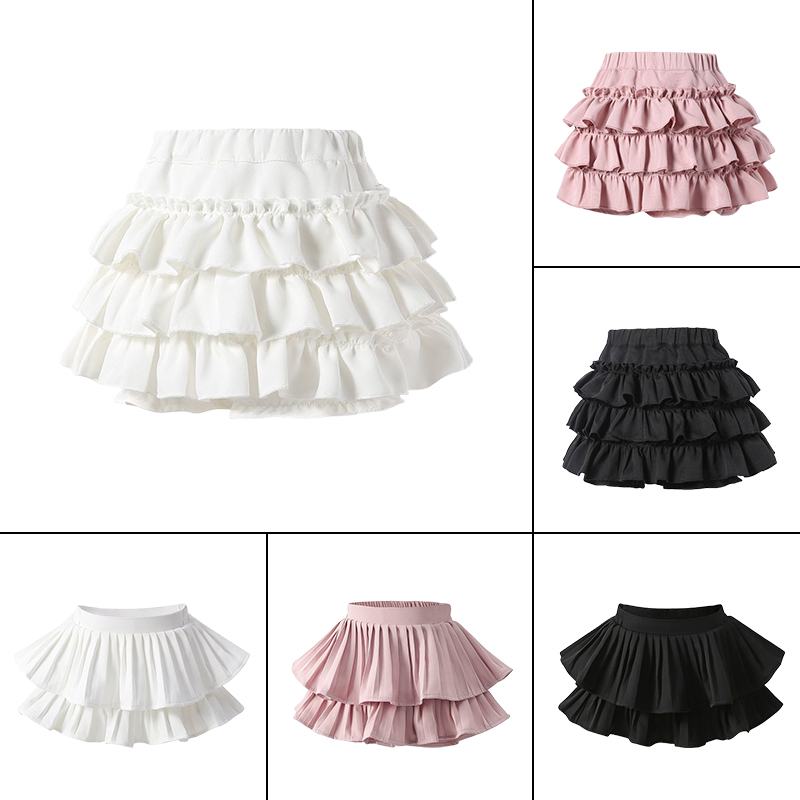 Mini jupes de gâteau d'été pour enfants/adultes, jupes bouffantes plissées à taille élastique, jupe de danse de Style Preppy doux pour filles, hauteur 90 à 160
