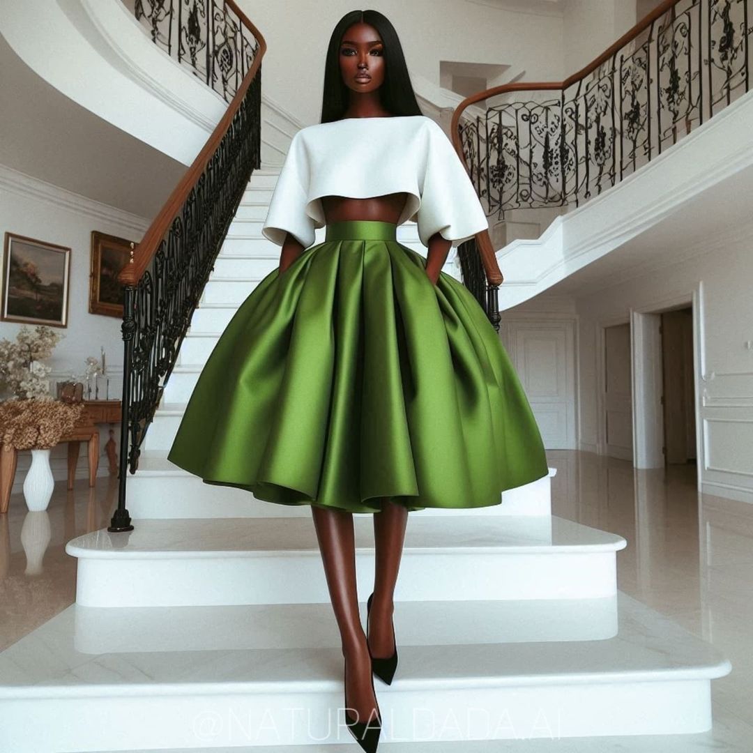 Jupe courte en satin vert sur mesure, 6 options, haut bas, jupes de soirée, longue plissée, taffetas, jupe maxi formelle africaine