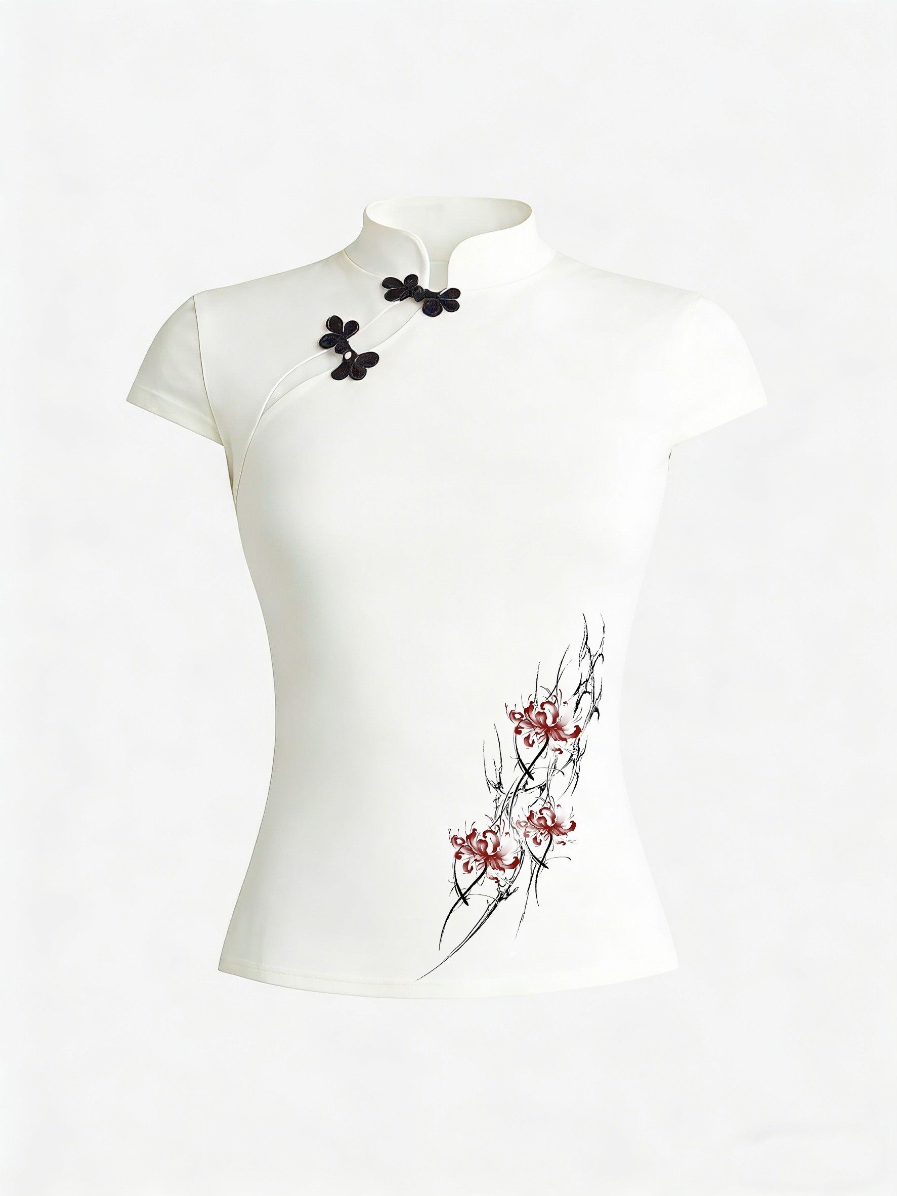 T-shirt polyvalent esthétique Harajuku, nouveau style chinois, imprimé tendance, décontracté, coupe ajustée, col boutonné, manches courtes