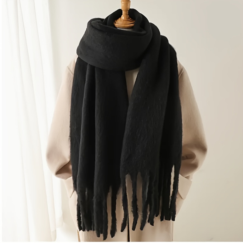 Nouvelle Écharpe Longue et Épaisse Chaude pour l'Hiver – Protection Contre le Froid, Châle Polyvalent, Élégant, Couleur Unie, Idéal pour Étudiants