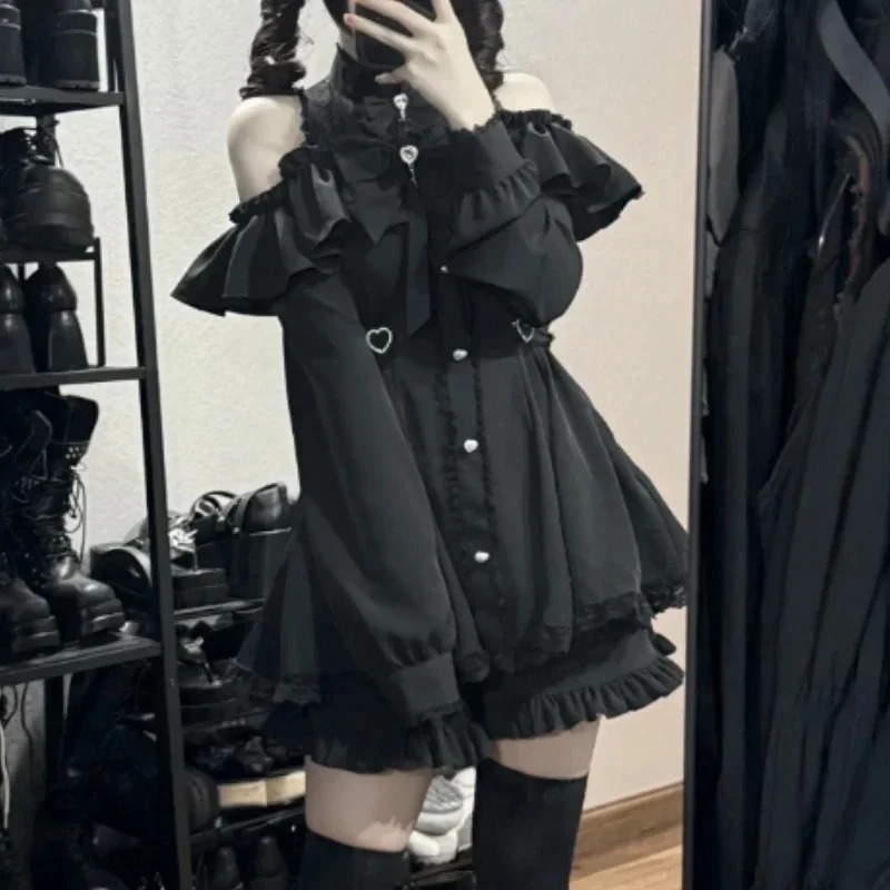 Ensemble 2 pièces Lolita de Style japonais, Mini jupe Y2k pour femme, Harajuku, robe imprimée douce Kawaii, hauts, mode coréenne, robe élégante