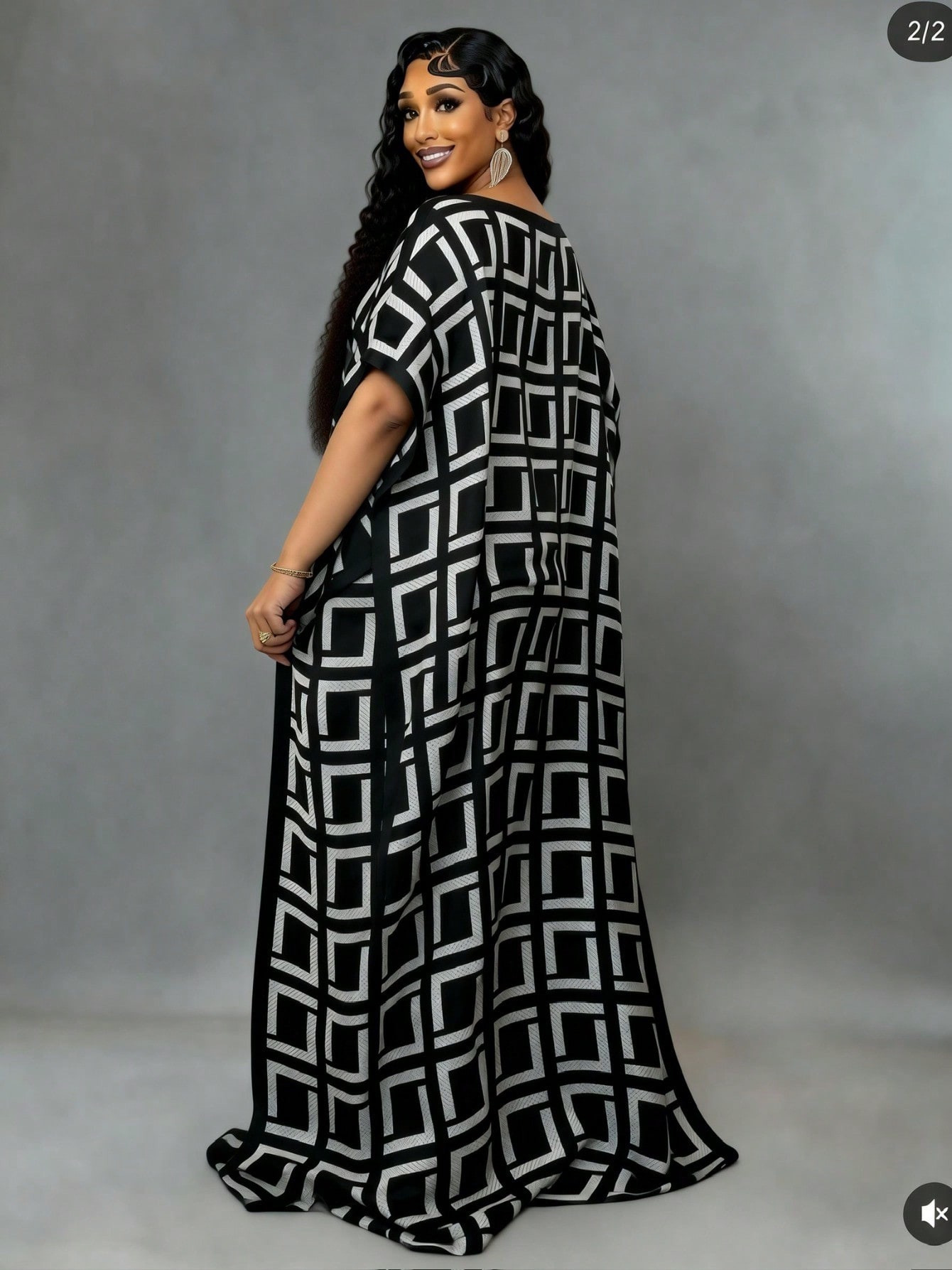 Robe Kaftan Élégante Grande Taille en Soie Style Moyen-Orient avec Foulard Imprimé Africain, Ensemble 2 Pièces Tendance pour Femme