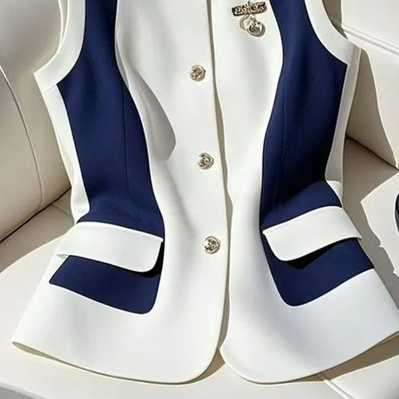 Mode coréenne contraste gilet veste femmes 2025 nouveau femme gilet en vrac printemps automne sans manches gilets manteau dames décontracté hauts