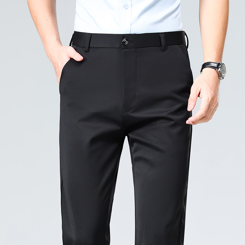 Pantalon grande taille pour hommes, costume d'affaires, extensible, robe formelle, grand homme, pantalon noir classique