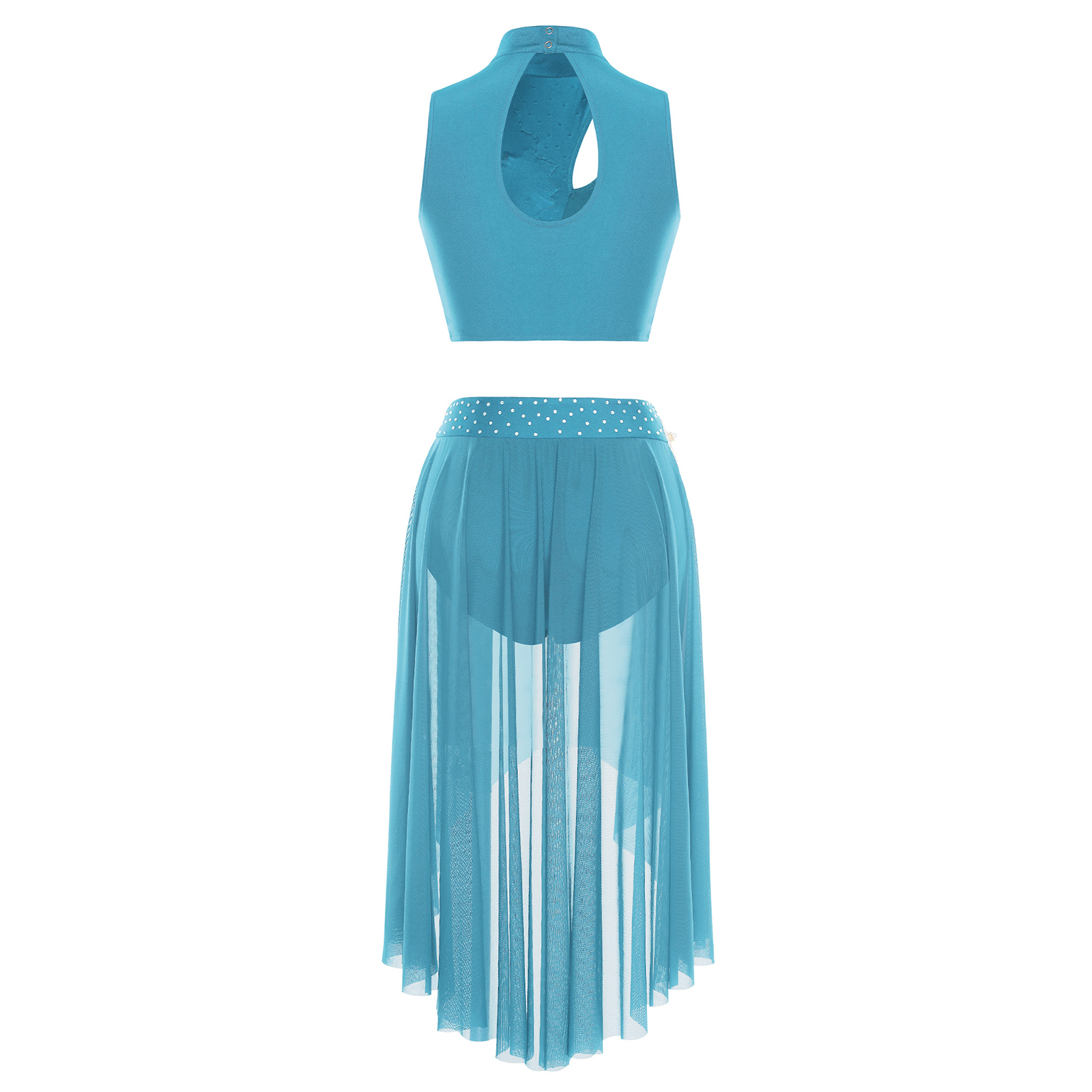 Costume de spectacle de patinage artistique artistique pour femmes, tenues de danse lyrique de Ballet, haut court ajouré, jupe avec slip