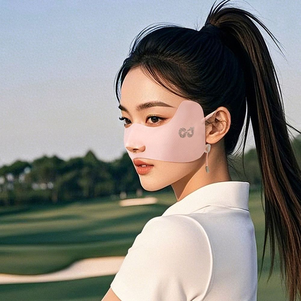 Écharpe de protection solaire en soie glacée, masque de protection solaire en Nylon respirant, couverture faciale d'été, voile de protection solaire, masque Gini de couleur unie
