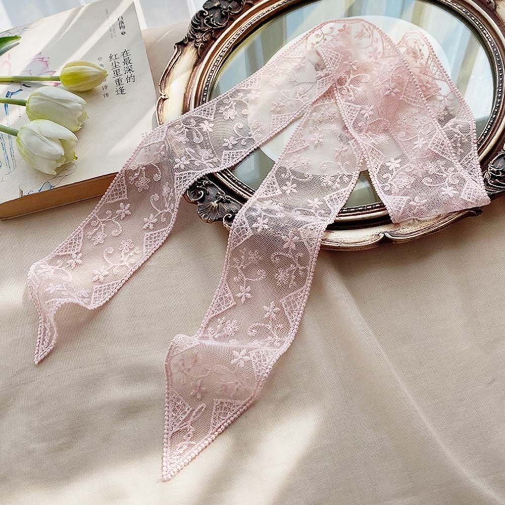 Écharpe d'été douce en dentelle, bandeau floral ajouré, ruban coréen doux pour cheveux pour femme