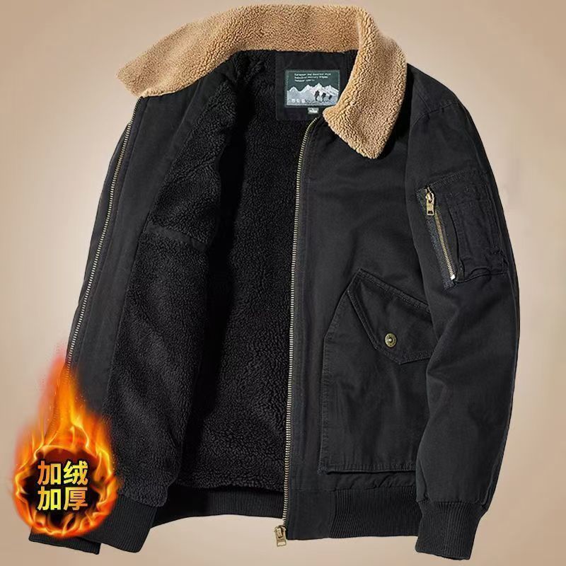 Veste Cargo d'hiver pour hommes, vestes en cachemire d'agneau de haute qualité, manteau chaud épais, vestes décontractées à la mode, vêtements polaires pour hommes