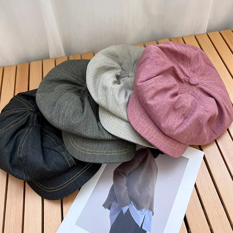 Béret de printemps pour femme, couleur unie, style rétro, casquette de gavroche décontractée, polyvalente, visière de peintre, accessoires de style coréen pour filles