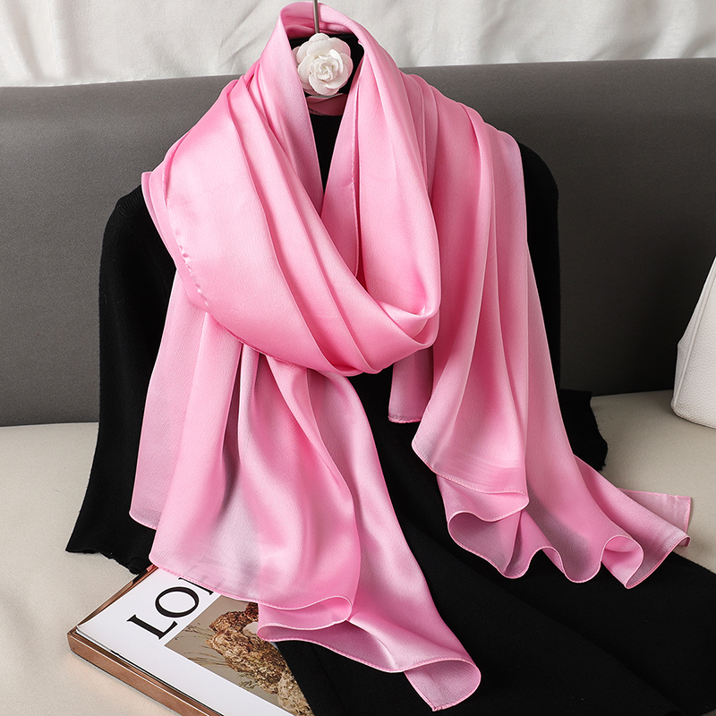 Foulard Foulard en soie châles dame Bufanda élégant solide foulards femmes Sping Pashmina Hijab enveloppes femme plage étoles 2024 luxe