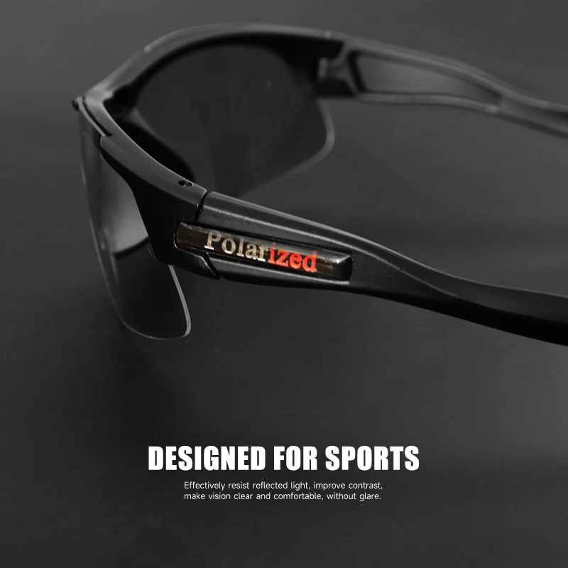 Lunettes de sport polarisées semi-jante pour hommes, monture durable mate et lentilles revêtues HD pour golf/pêche/voyage/usage quotidien