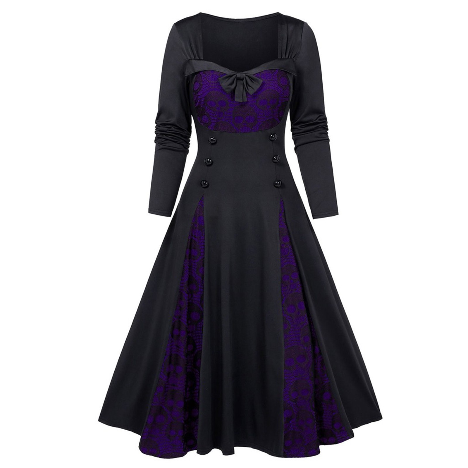 Robe Longue Gothique en Dentelle à Manches sulfpour Femme, Coupe Basse, Épissure, Style Court Punk Foncé, Taille Haute, lèvent, Ligne A, Maxi