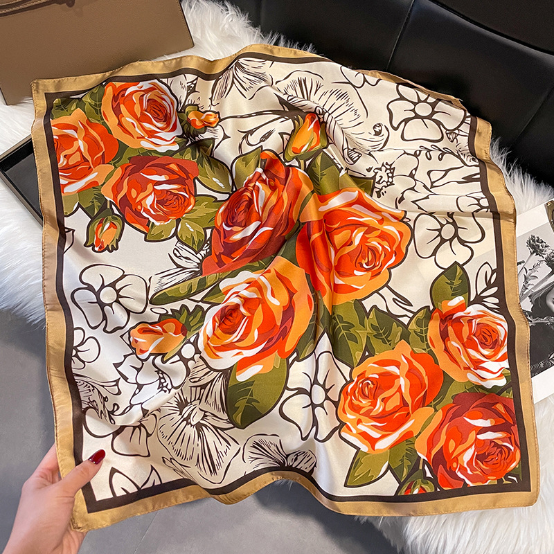 2025 coréen Satin soie écharpe 70 cm carré femmes mode châle Wrap foulard nouveau élégant