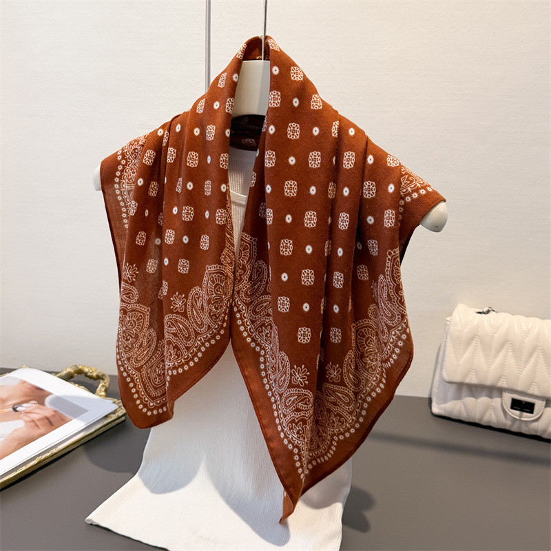 Foulards carrés 65*65cm, imprimé paisley, hijab, sensation coton, foulard pour la tête, femme, printemps, automne, décoration, foulard doux, bandana