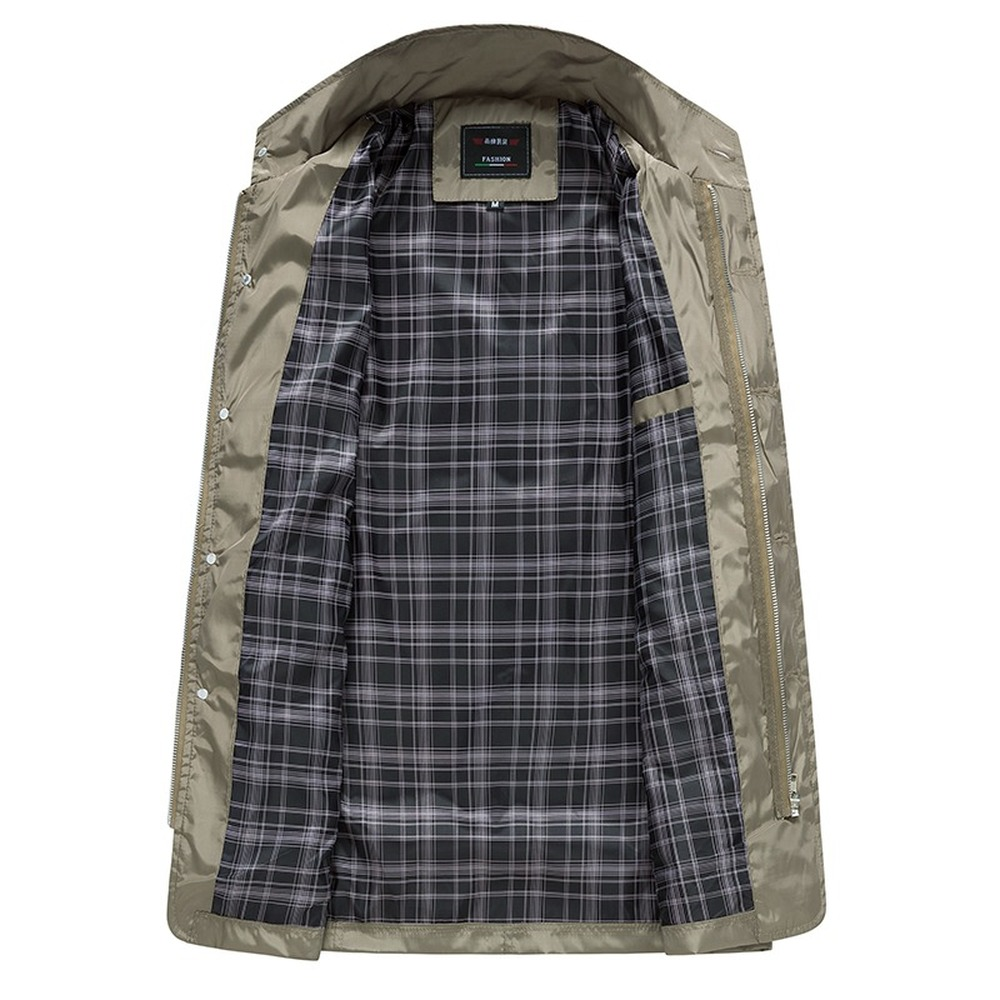 Trench-Coat Long classique pour hommes, pour l'été, fin, décontracté, kaki, fermeture éclair, coupe-vent, Streetwear, vêtements d'extérieur, Baggy, veste d'université, 2021