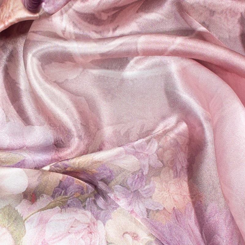 Écharpe carrée de luxe 100 % soie de mûrier 108x108cm motif floral rose rose pour femme, foulard, bandeau, bandana, polyvalente et tendance