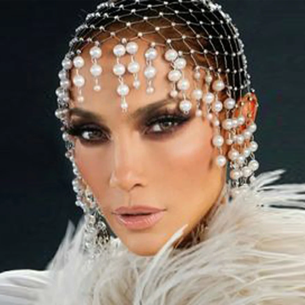 Accessoires pour cheveux en perles de mariage, bandeaux de cheveux faits à la main avec pompon, couvre-chef de luxe pour femmes