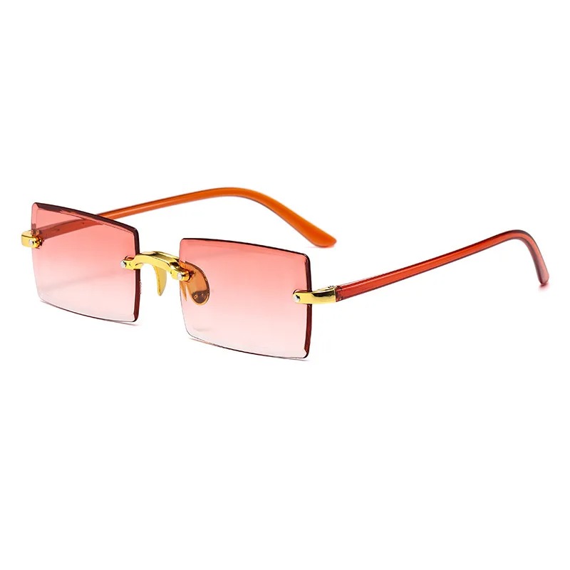 Lunettes de soleil sans monture rectangulaires tendance populaires pour femmes et hommes, petites lunettes de soleil carrées pour femme et homme, idéales pour les voyages d'été