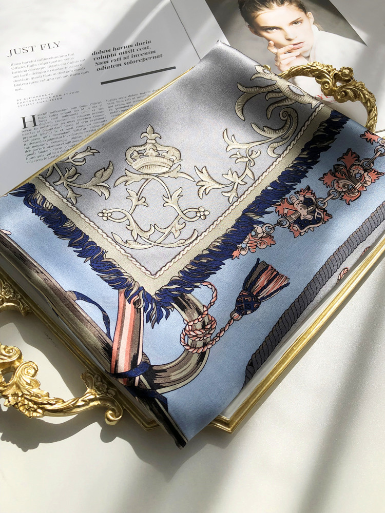 Ludovicus magnus Magnus Foulard En Soie Pure 100% 110cm, grand Foulard de styliste En Soie mûre naturel, roulé manuellement, 100cm