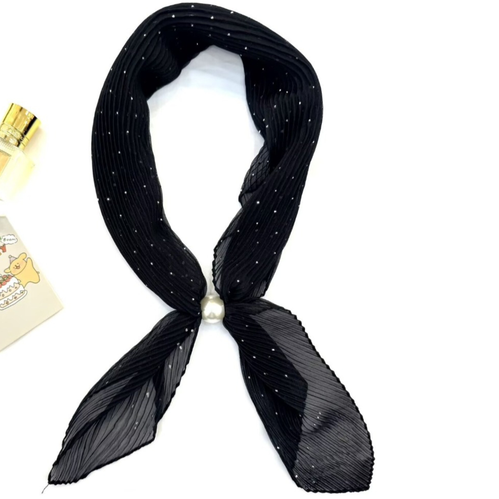 1 écharpe décorative polyvalente de couleur unie, plissée et tendance, écharpe douce personnalisée, idéale pour les voyages, avec une élégante écharpe en soie