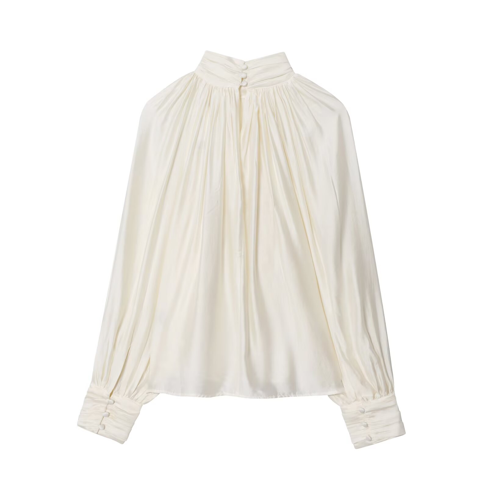Bsay vêtements pour femmes mode automne nouveau pli col montant chemises lâches à manches longues Blouses pull Chic bureau dames hauts
