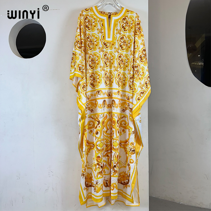 WINYI haute qualité robes musulmanes pour femme robe maxi imprimé fleuri caftan abaya dubaï luxe été bohème robe de soirée