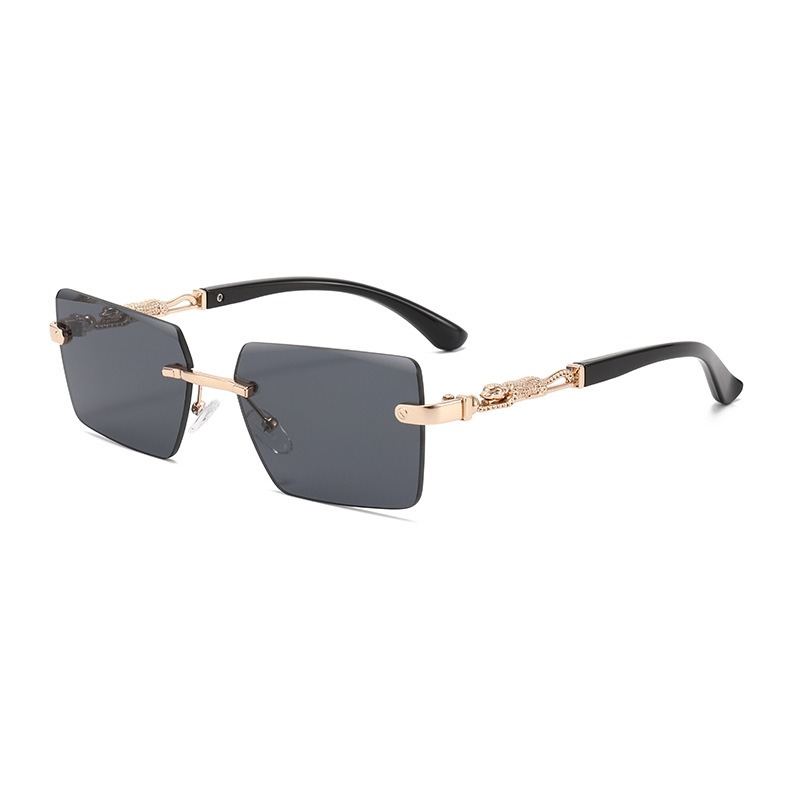 Lunettes de soleil rectangulaires sans bords pour femmes et hommes, marque de luxe, carrées, pour la plage et les voyages