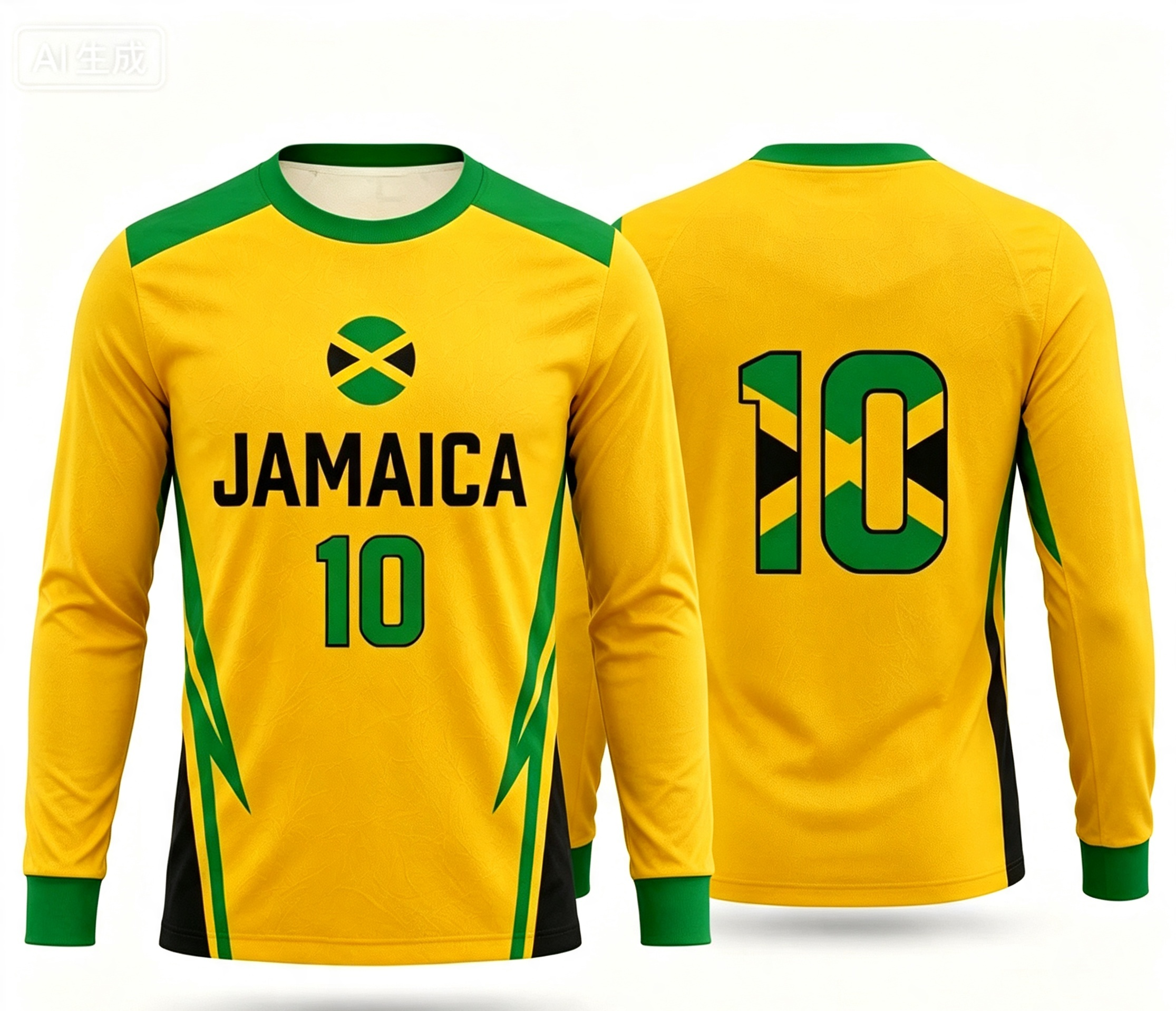 Nouveau Maillot de Foot Y2K Jamaïque N°10 à Manches Longues 2026 – Séchage Rapide, Unisexe, Streetwear pour Couples, Hauts de Sport Football