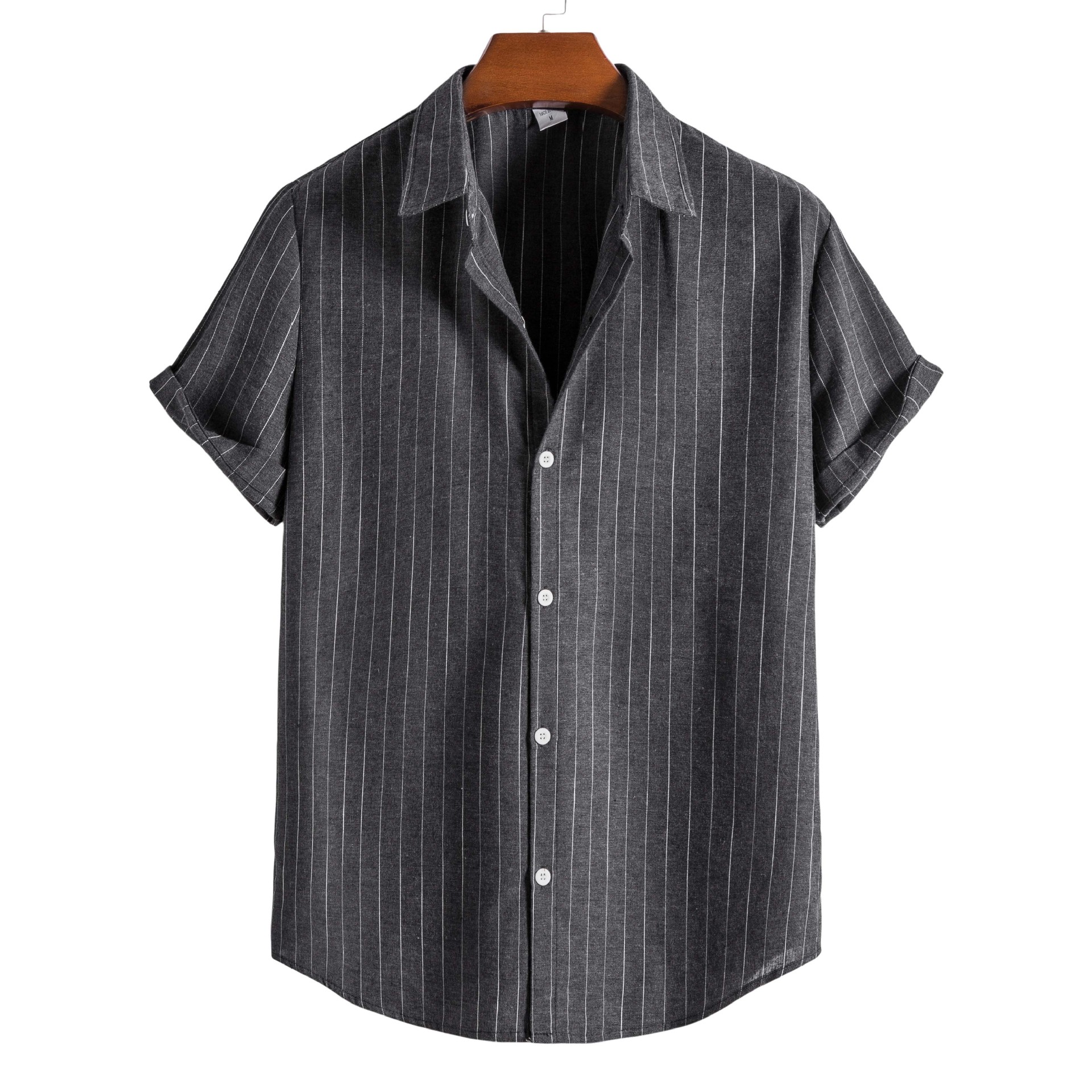 Été hommes décontracté chemise formelle hauts à manches courtes chemises rayées homme mode affaires t-shirt plage sociale t-shirt homme vêtements