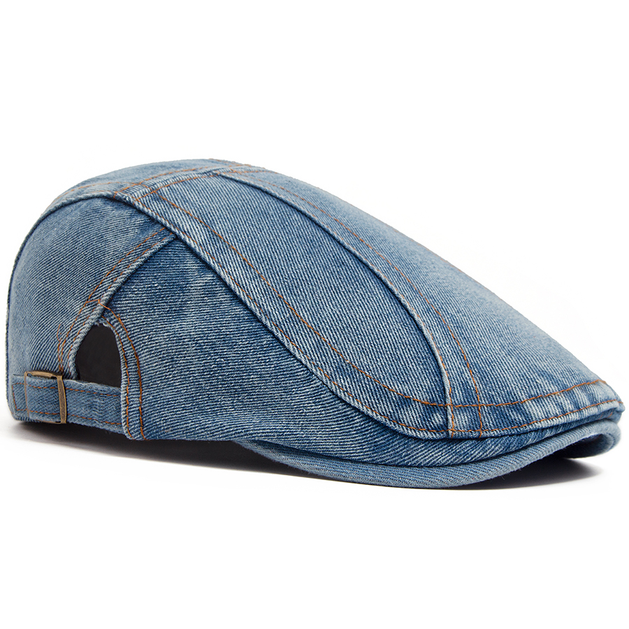 Béret femme mode Denim Vintage casquette gavroche pour hommes été solide lavé casquettes plates décontracté femme visière chapeau unisexe réglable
