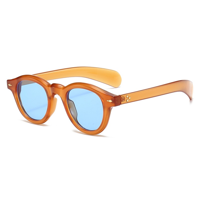Mode petites lunettes de soleil rondes femmes rétro clair océan lentille nuances UV400 hommes Rivets Punk lunettes de soleil