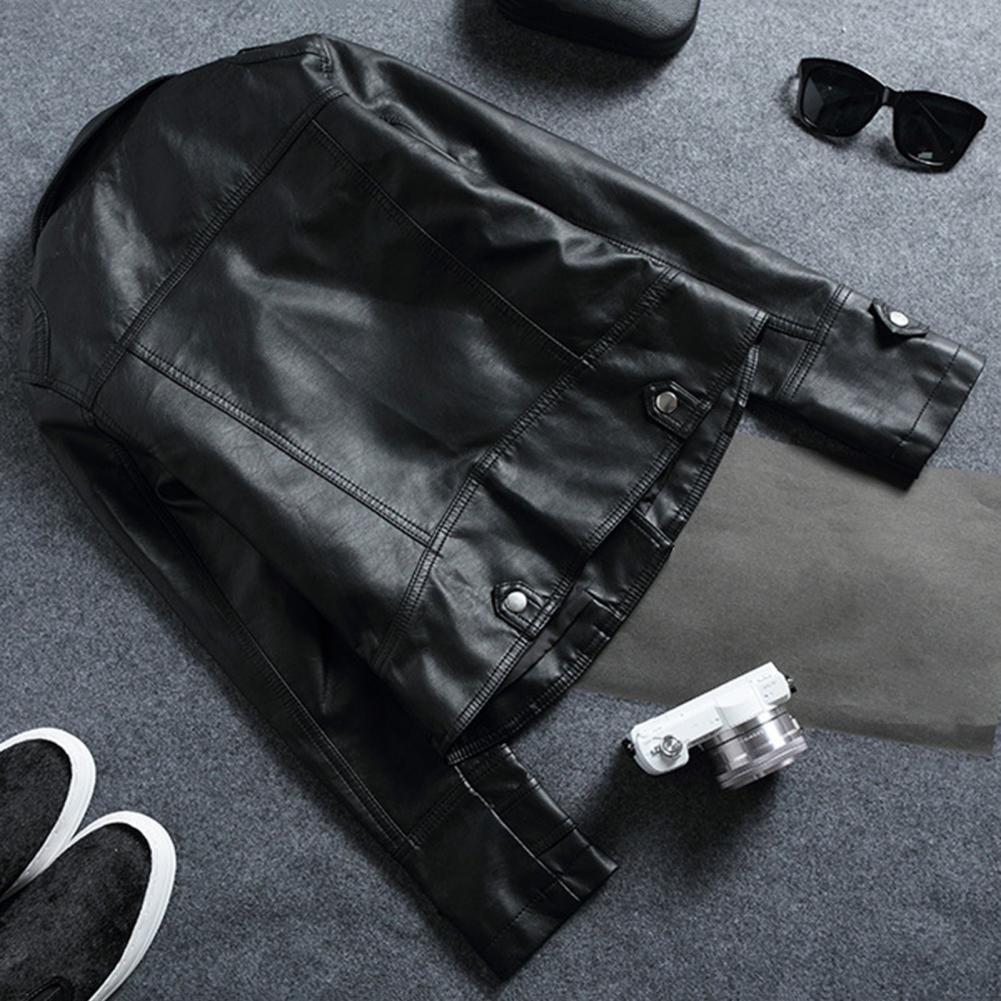 Femmes recadrée Trench revers col vestes en cuir manteau avec ceinture femme simple bouton veste courte moto veste vêtements d'extérieur
