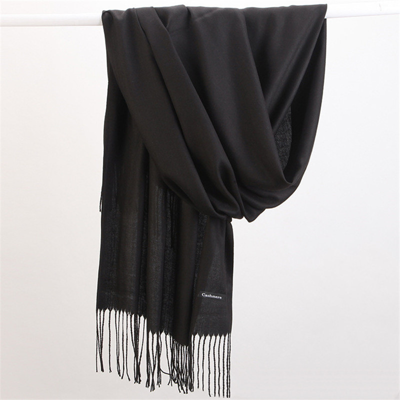 Mode couleur unie 2023 femmes écharpe hiver Hijabs Tessale glands longs châles de dame cachemire comme Pashmina Hijabs foulards enveloppes