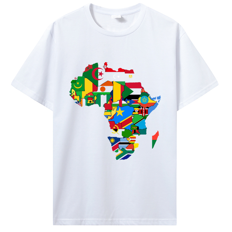 T-Shirt carte d'afrique drapeau de pays africain Collage T-Shirt mode court créatif imprimé hommes T-Shirt personnaliser t-shirts