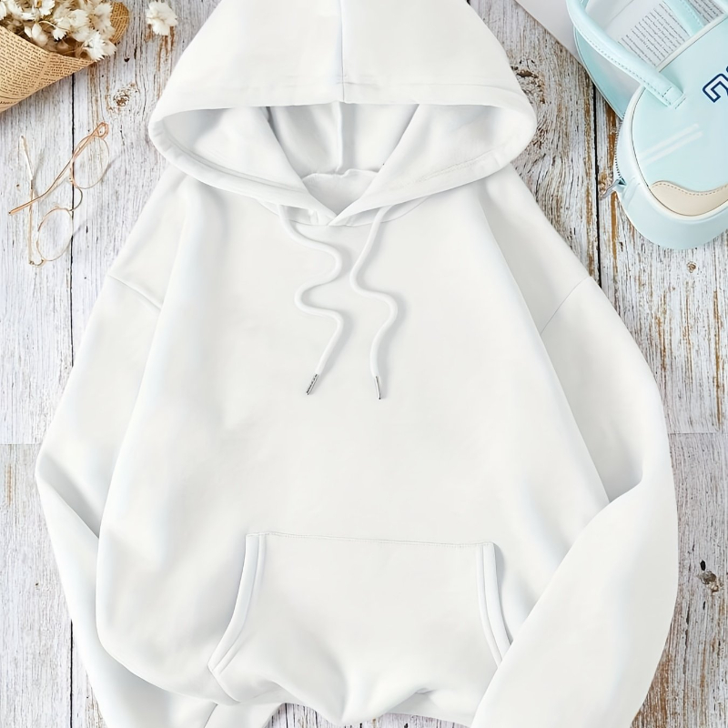 Sweat-shirt de rue décontracté, pull à capuche de couleur unie pour femmes, Style sportif, capuche à cordon réglable et poche kangourou