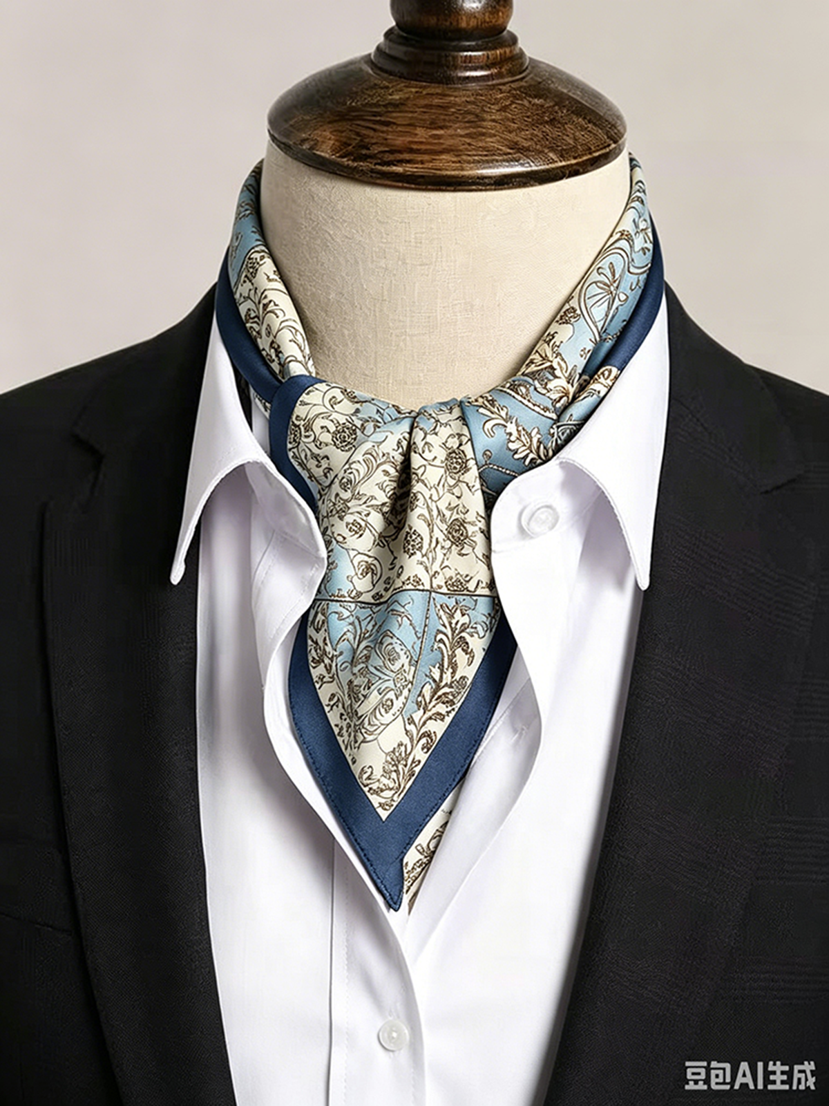 Écharpe de luxe pour homme, foulard 100% soie de mûrier, cravate carrée imprimée vintage, Ascot haut de gamme